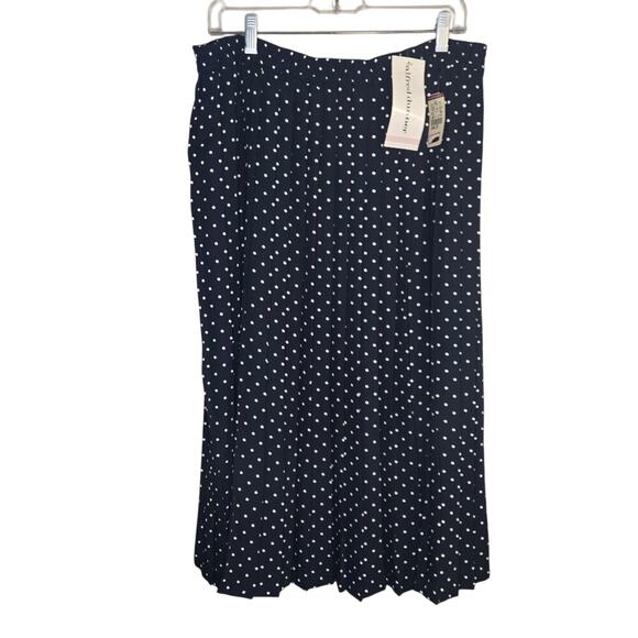 ALFRED DUNNER Navy Polka Dot Pleated Skirt Sz 18W NWT 0269 - Picture 1 of 8